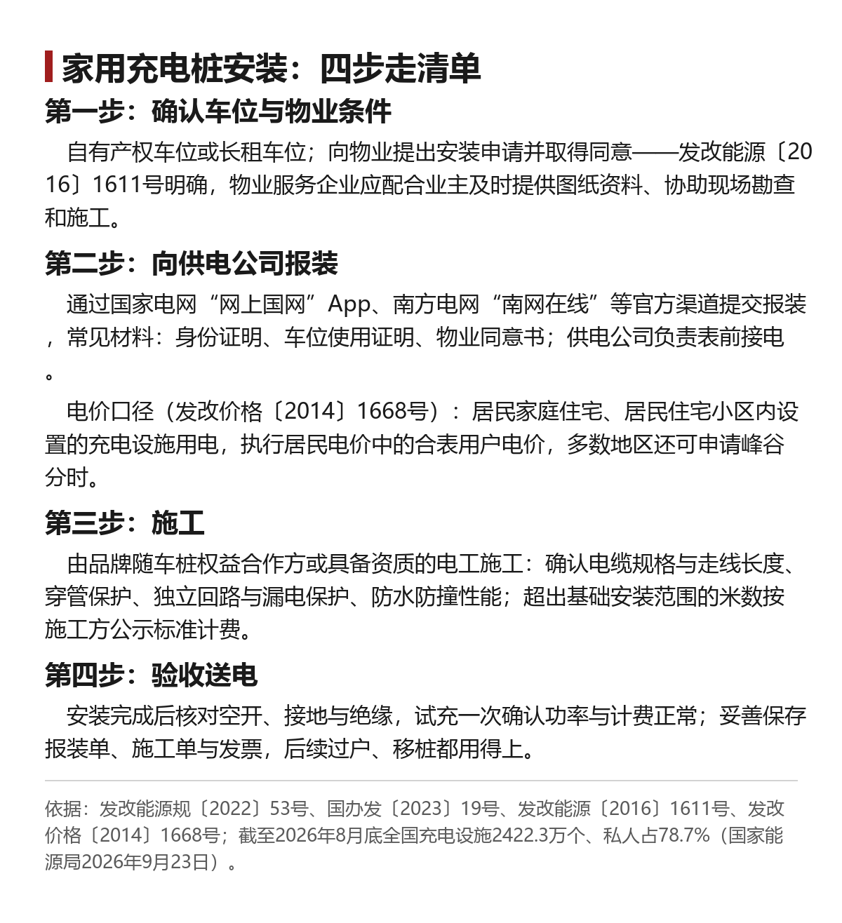 家用充电桩怎么装：报装、施工、验收与电价一次说清